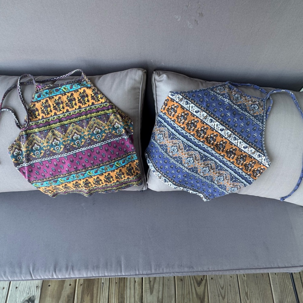 Forever 21 Multicolor Patterned Crop Tops